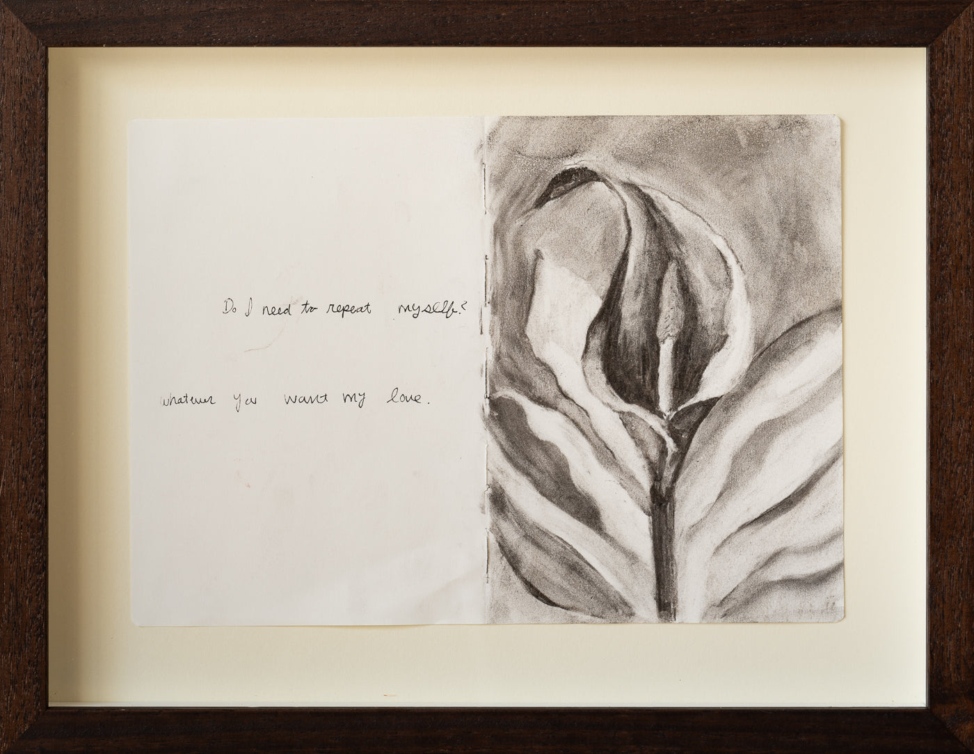 Thoughts I, 15 x 11.5 in, 38 x 29 cm Charcoal on Paper, 2024