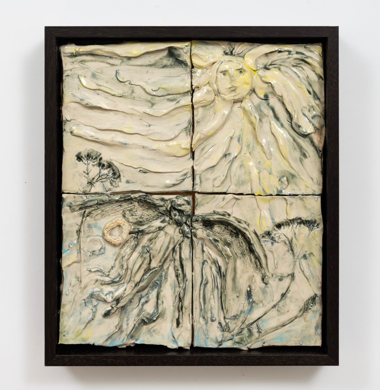 Icarus in flight, 2026 Stoneware, glaze Framed h 36 x 31 cm h 14,17 x 12,2 in